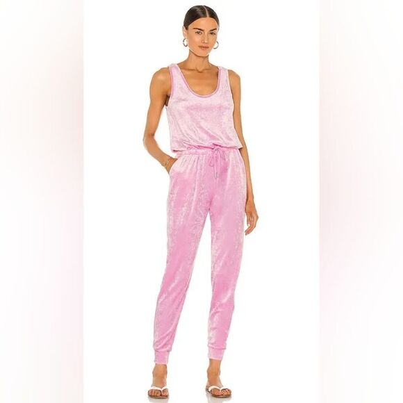 NWT‎ Generation Love Emery Velour Jumpsuit - Bubblegum Pink, Large, Chic Comfort - Picture 1 of 10